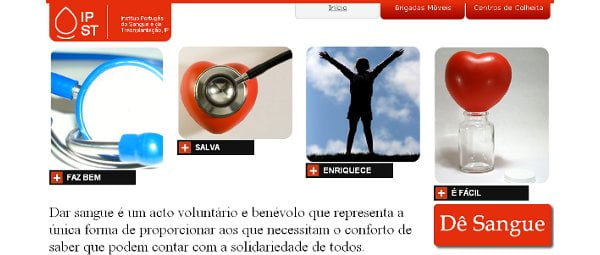 Site com horários e locais de colheita de sangue