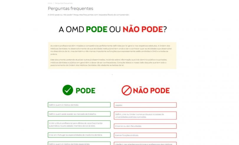 Ordem dos Médicos Dentistas lança nova área no site sobre competências legais
